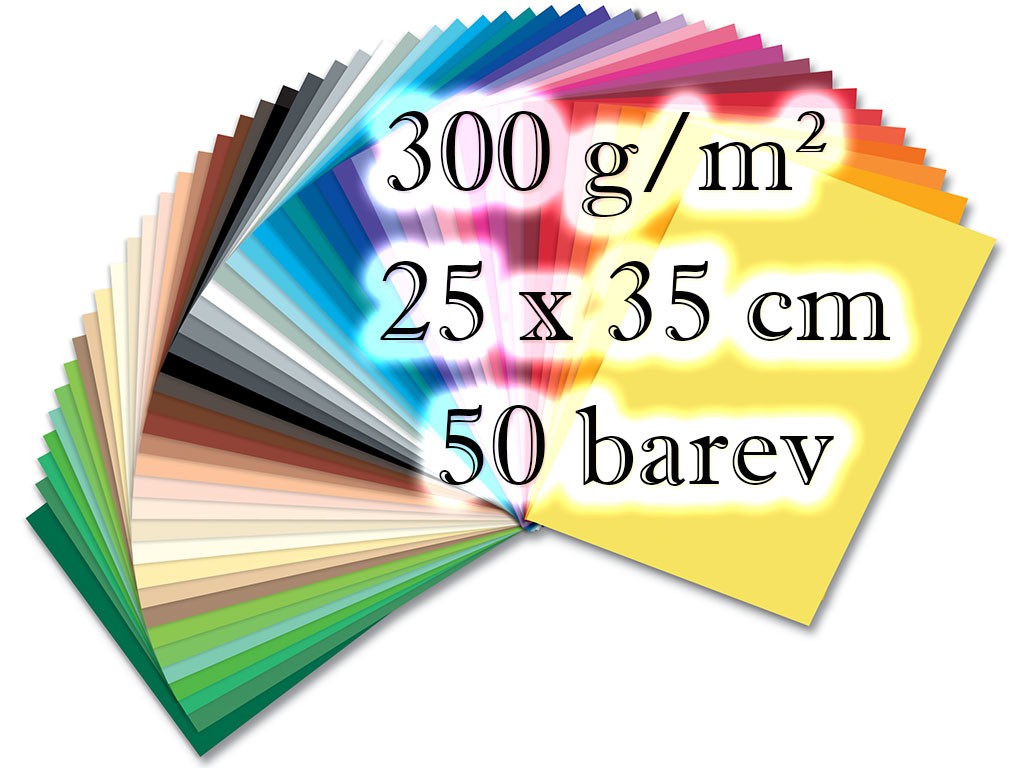Folia - Max Bringmann Barevné papíry (fotokarton) - 300 g/m2, 50 listů, 50 barev, 25 x 35 cm