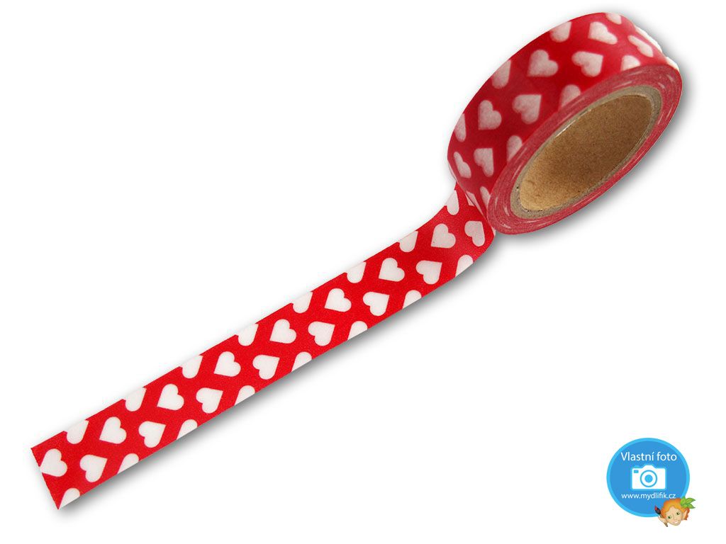 Folia 26047 - Washi Tape - dekorační lepicí páska - 10 m x 15 mm - Srdíčková