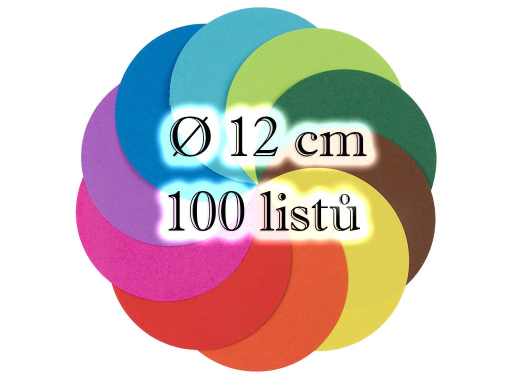 Folia 8912/0 - Kulatý origami papír 70 g/m2 - Ø 12 cm, 100 archů v 10-ti barvách
