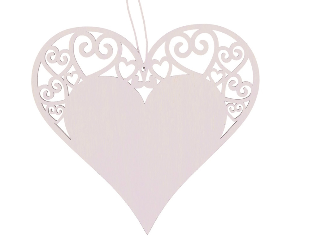 Anděl Dřevěná dekorace - srdce na zavěšení, 12 cm