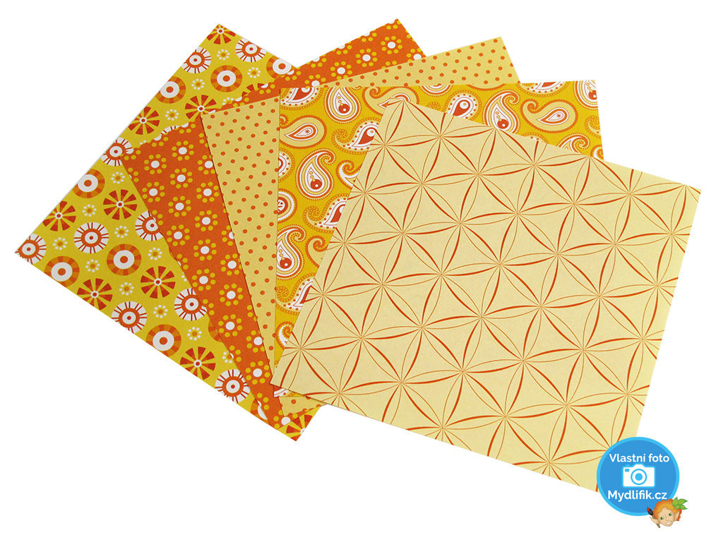 Folia - Max Bringmann Origami papír Basics 80 g/m2 - 20 x 20 cm, 50 archů - žlutý