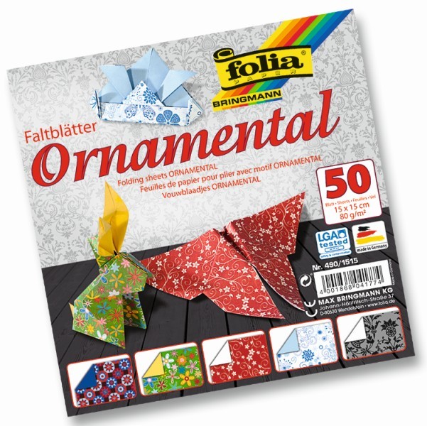 Folia - Max Bringmann Origami papír Ornamental 80 g/m2 - 15 x 15 cm, 50 archů