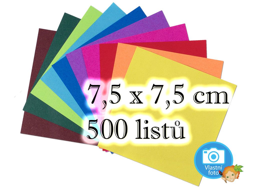 Folia 8957 - Origami papír 70 g/m2 - 7,5 x 7,5 cm, 500 archů v 10-ti barvách