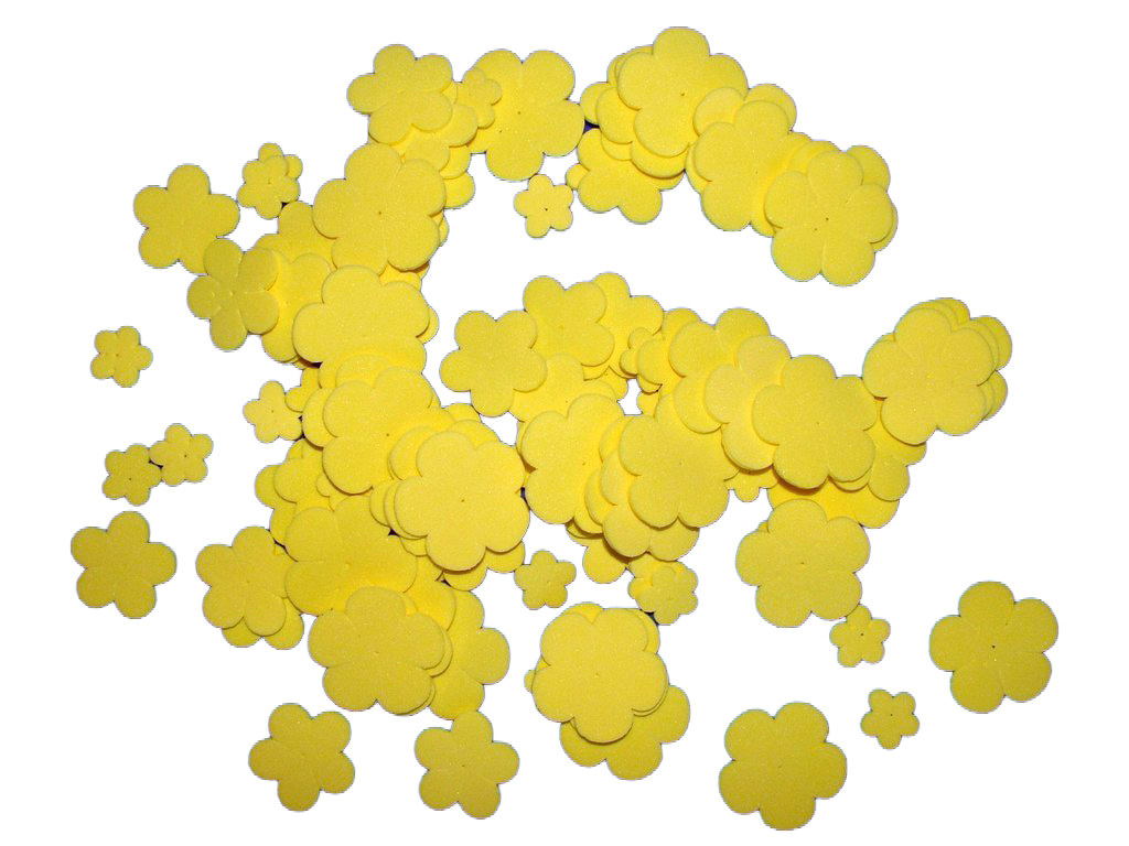 BD-Tova Pěnové výseky - Kytky žluté, 100 ks, různé velikosti