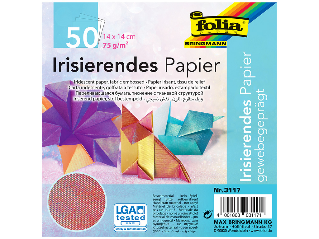 Folia - Max Bringmann Texturovaný papír s duhovými odlesky TKANINA - 50 listů