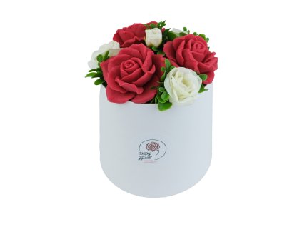 Elegantní kytice červených mýdlových růží - kytice ve flowerboxu FL115a