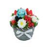 Ovocná mýdlová kytice s jahodami a malinami - kytice v proutěném koši s modrým mýdlovým králíčkem