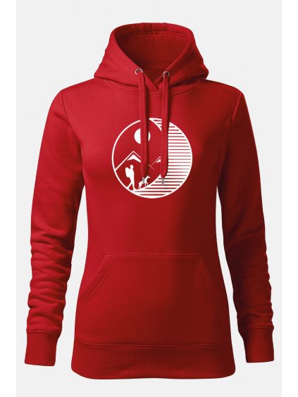 Dámská mikina kolo mesic cervena
