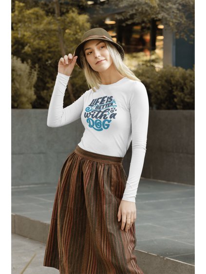 life is bílá dlouhý rukáv