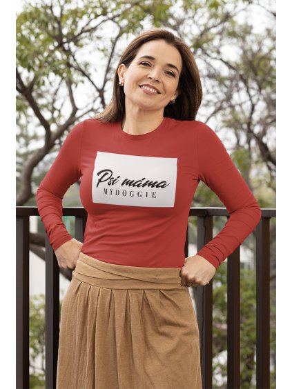 psí máma čtverec červená dlouhý rukáv