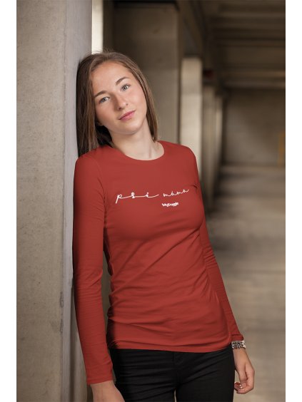 psí máma written červená dlouhý rukáv