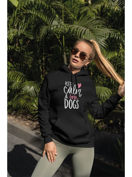 keep calm černá mikina s kapucí