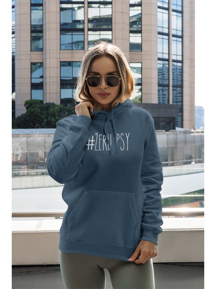 žeru psy námořní modrá mikina s kapucí