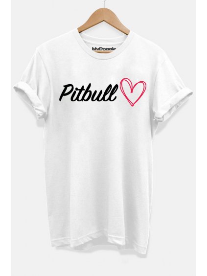 Pitbull nápis srdce bílá D