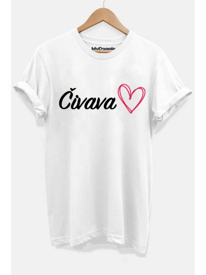 Čivava nápis srdce bílá D