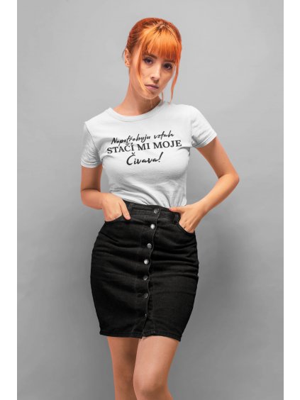 t shirt mockup of a red hair girl in a black skirt posing at a studio 20878 (5)