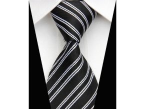 Pánska kravata čierna s pruhmi