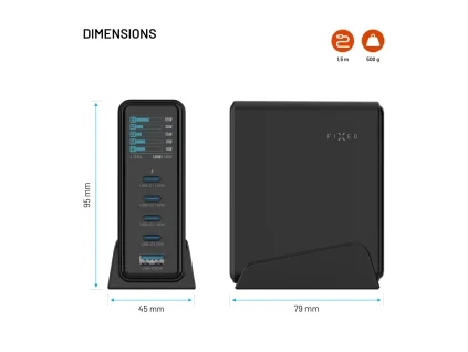 Stacja dokująca GaN FIXED LCD 4x USB-C i USB PD 3.2 140 W