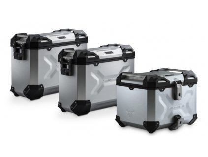SW Motech Adventure set of silver cases + holder Tiger 800 XC