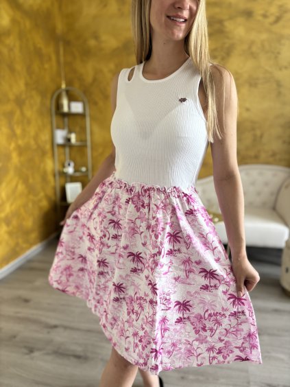 Šaty Guess, bílo - růžové