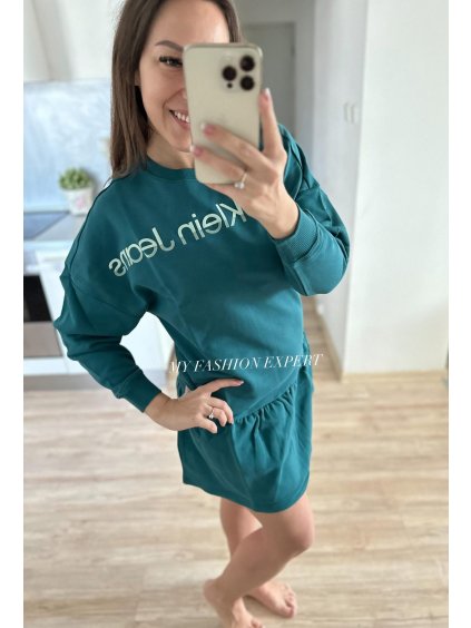 Mikinové šaty Calvin Klein, zelené