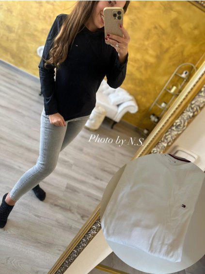 2x triko Tommy Hilfiger s dlouhým rukávem v balení, bílé, tmavě modré