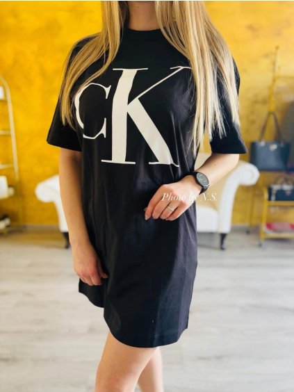Černé šaty Calvin Klein bílé logo