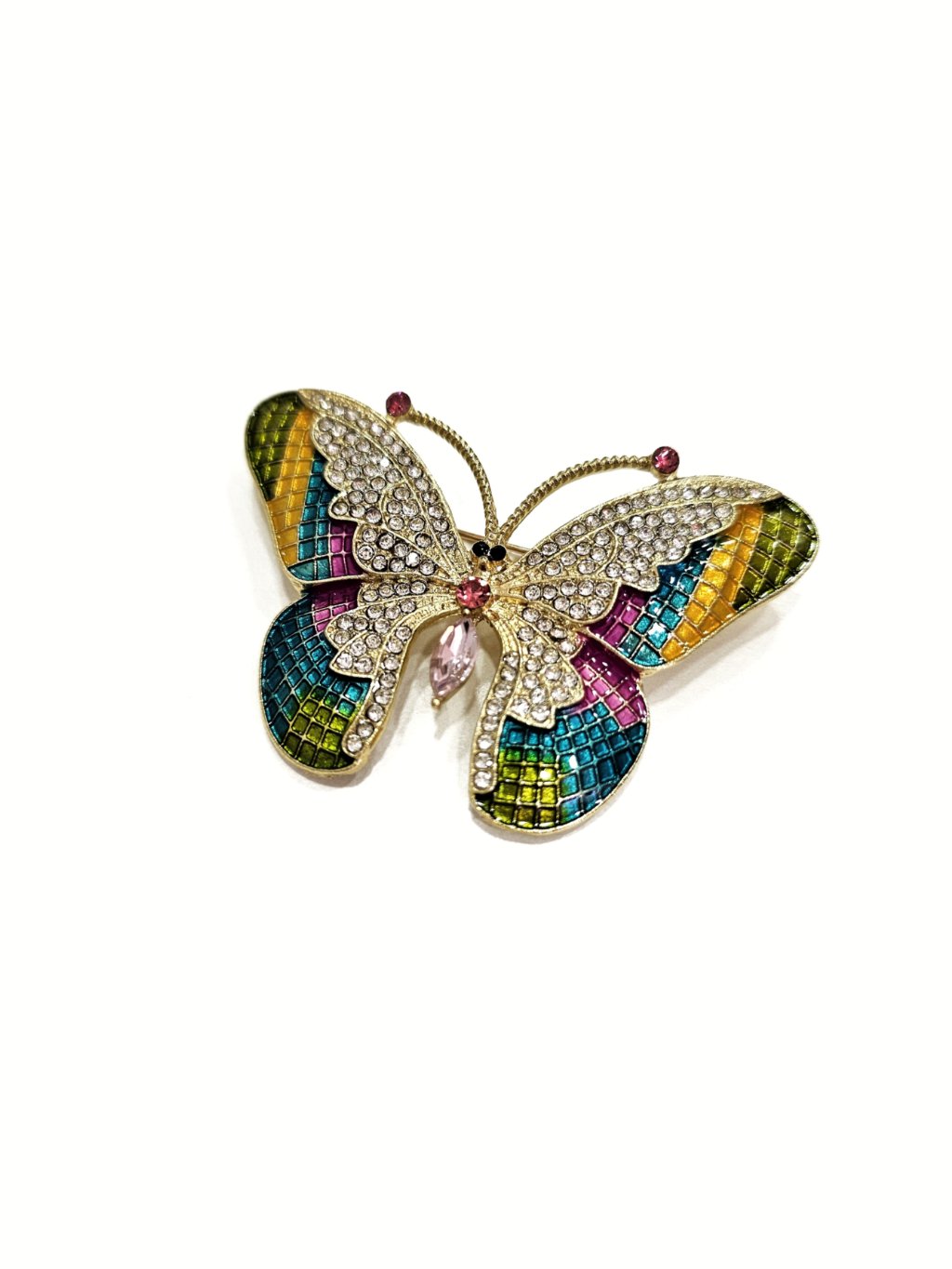 Vintage brož dámský MOTÝL multicolor