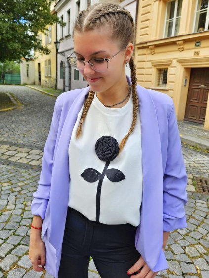 Světle fialové sako ADELA s řaseným rukávem