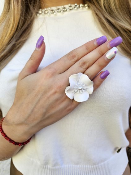 Květinový prsten LINNY bílý
