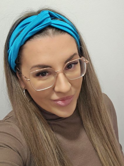 Tyrkysová látková čelenka do vlasů OSKARE