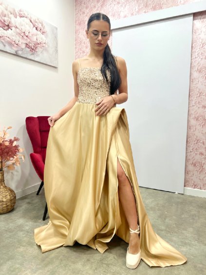 Dlouhé společenské šaty GOLDIE s flitry