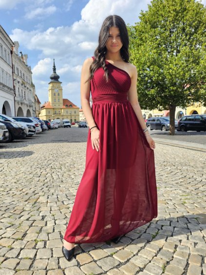 Dlouhé šifónové šaty LORETA bordó