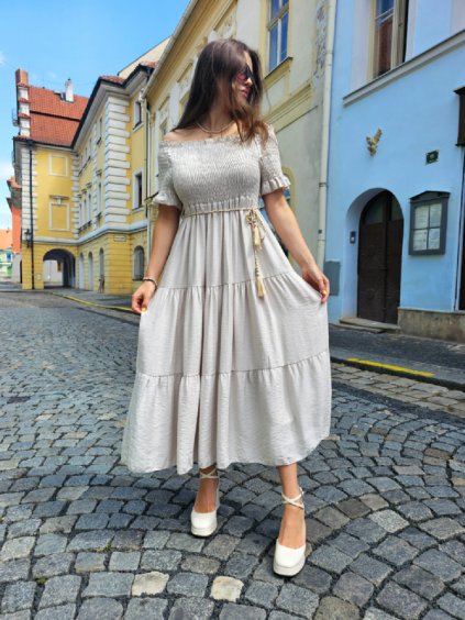 Světle béžové španělské šaty ALESSIA,