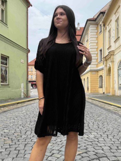 Černé šaty s 3D vzorem MAFIORE