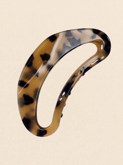 Půlměsícový skřipec do vlasů LUNEA z acetátu leopard světlý