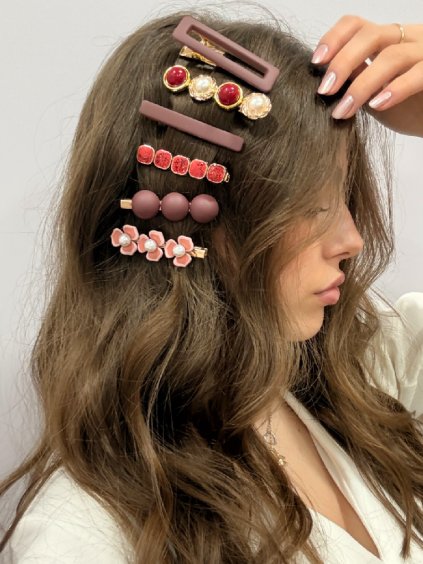 Sada sponek do vlasů NIKAE červená3