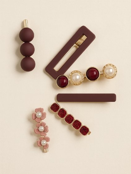 Sada sponek do vlasů NIKAE červená