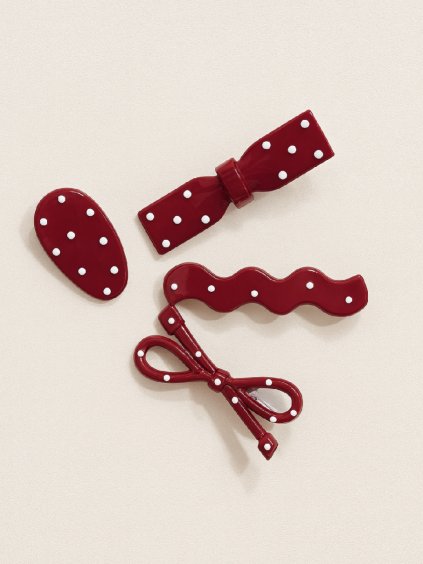 Sada sponek do vlasů MONEA červená s puntíky