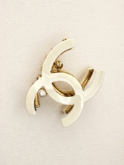 Elegantní skřipec do vlasů DIANE v krémové barvě se zlatými detaily