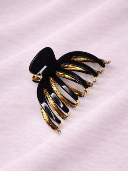 Skřipec do vlasů s kovovými zuby – černý