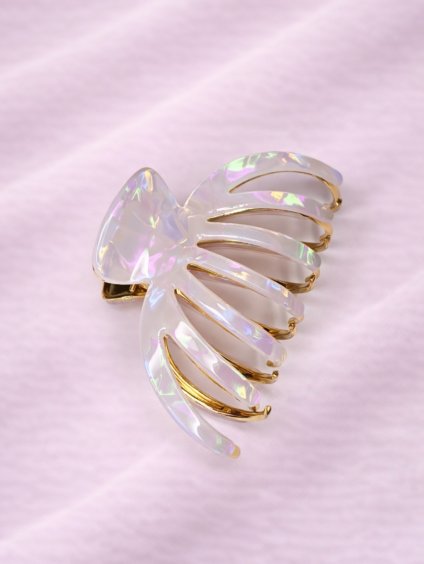 Skřipec do vlasů s kovovými zuby – perleťový