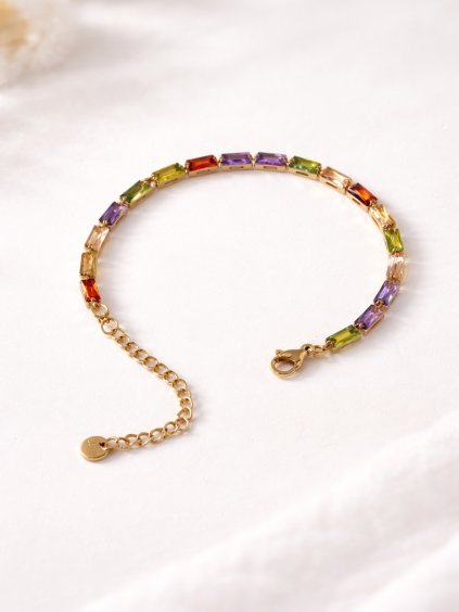 Náramek z nerezové oceli ANOA s barevnými kamínky