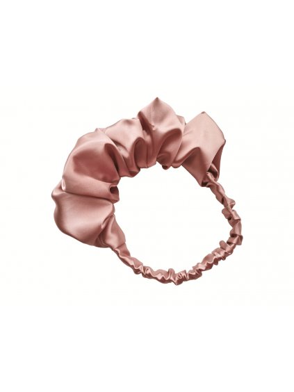 rose gold řasená saténová čelenka