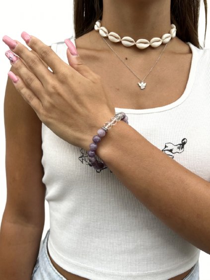 náramek s minerály lepidolit a křišŤÁL