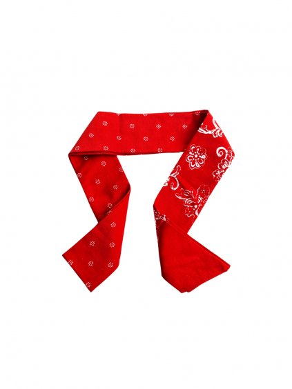 Univerzální úzký vzorovaný dlouhý červený šátek