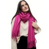 malinová růžová šála s třásněmi
