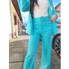 Tyrkysové elegantní kalhoty NELLY s páskem2