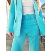 Tyrkysové elegantní kalhoty NELLY s páskem