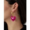 Náušnice z nerezové oceli VELKÉ SRDCE fuchsiové